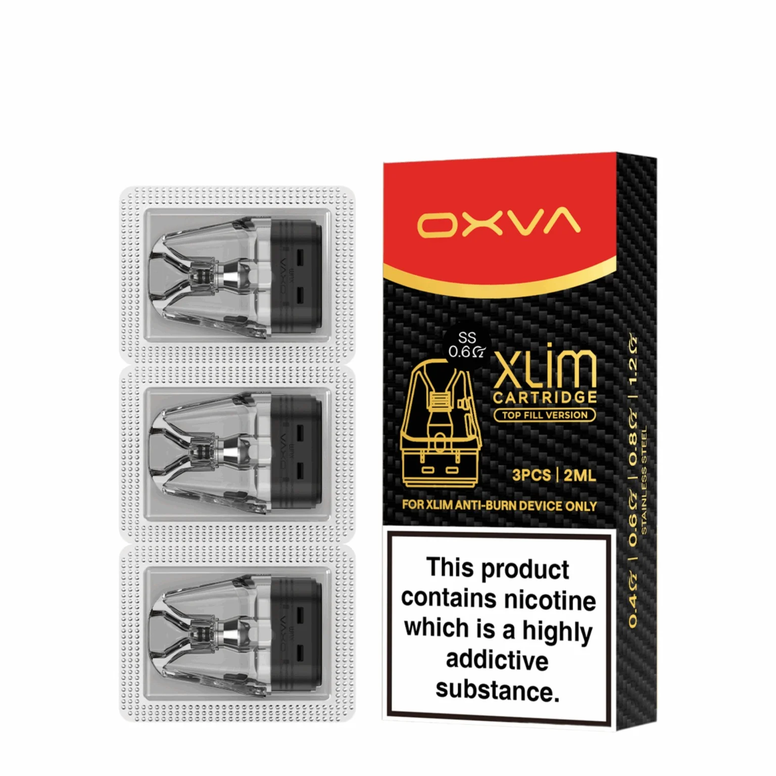 OXVA Xlim SS DNA Top Fill Pods 2ml (3 pack) - Image 3